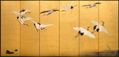 Canne e gru, periodo Edo da Suzuki Kiitsu